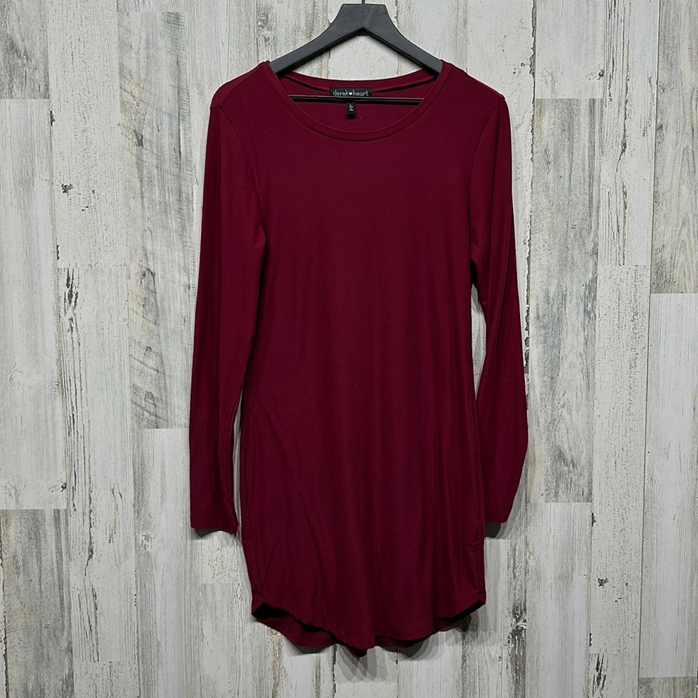 Women’s Long Sleeve Maroon Dress Size L super soft! Like new!
